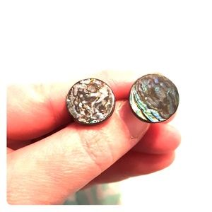 Vintage abalone and sterling cufflinks
